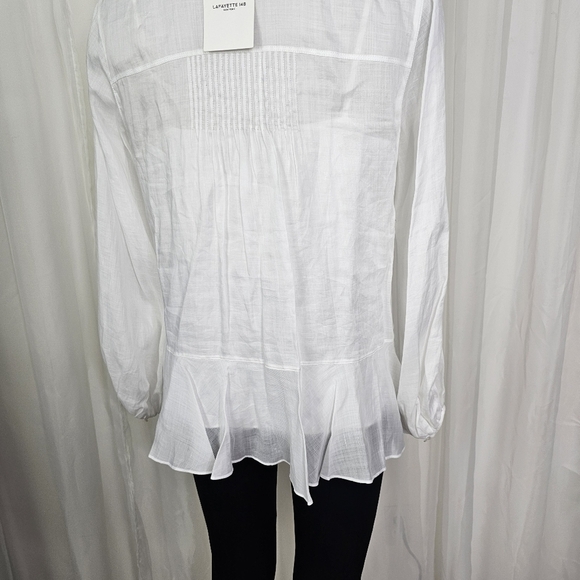Lafayette 148 NY Raines Blouse White NWT Size Medium - Picture 8 of 13